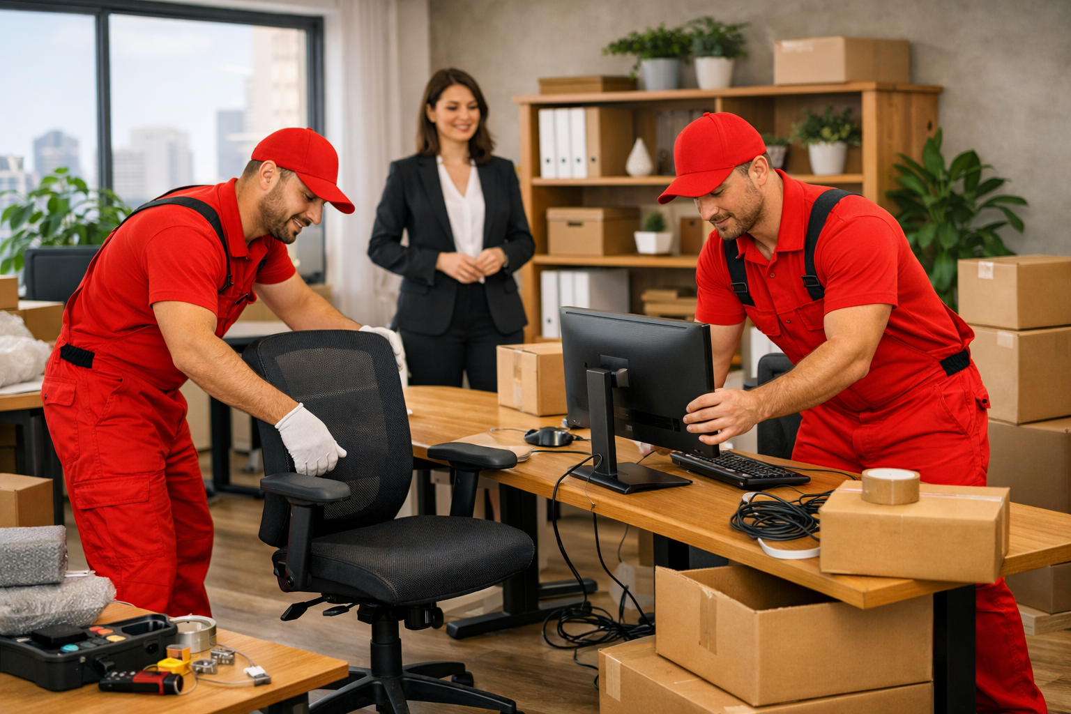 Apartment and office relocation services Abu Dhabi — moving crew in residential building